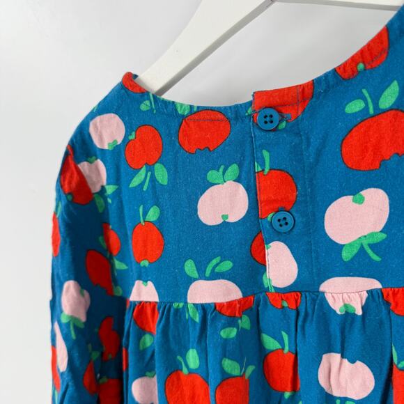 Hanna Andersson Girls Dress Blue Red Apple Print Size US 8 - Picture 4 of 5